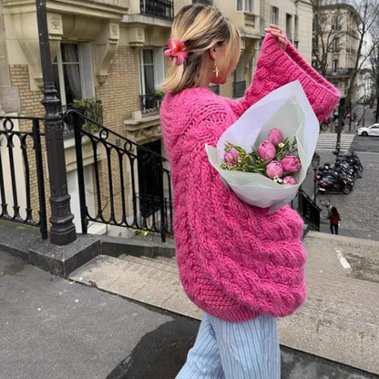 Pull en tricot surdimensionné pour femmes avec motif de torsade Chic und Stil