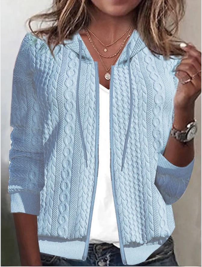 Veste en tricot pour femmes avec capuche et élégant motif en torsades Chic und Stil