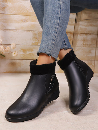 Bottes à talon compensé pour femmes avec doublure intérieure douce et fermeture éclair à la mode Chic und Stil