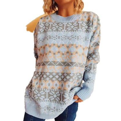 Pull en tricot confortable pour femmes avec un motif d'hiver et une coupe décontractée Chic und Stil