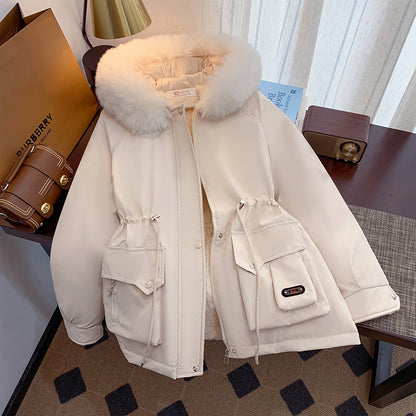 Dame manteau d'hiver avec col en fausse fourrure amovible et poches pratiques Chic und Stil