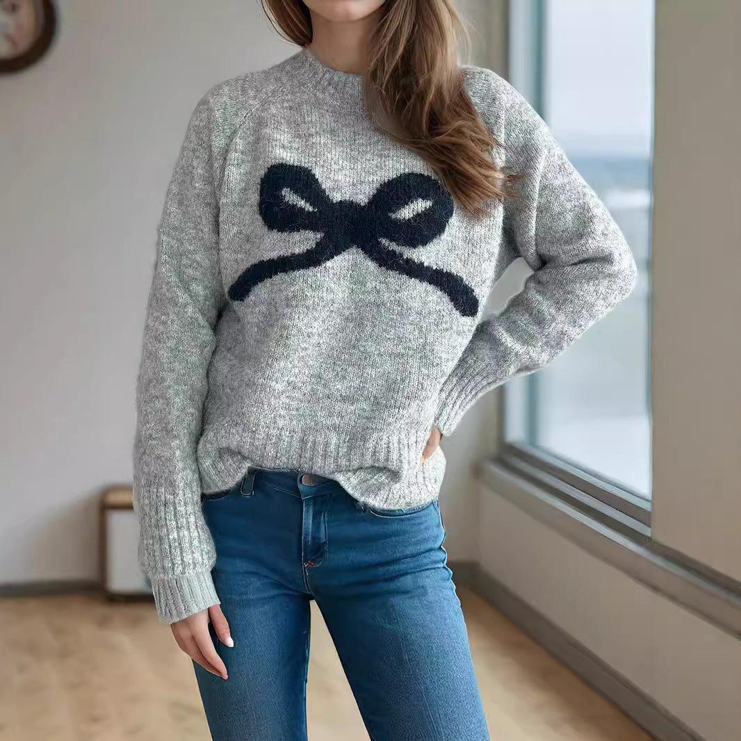 Pull confortable pour femmes avec motif de nœud ludique Chic und Stil