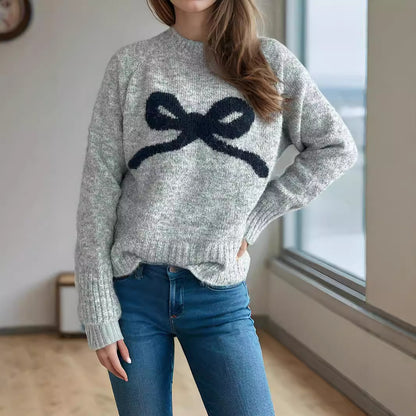 Pull confortable pour femmes avec motif de nœud ludique Chic und Stil