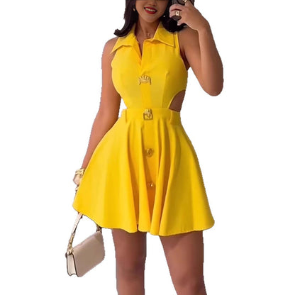 Femmes Chic Robe avec détails décoratifs en boutons et coupe moderne Chic und Stil