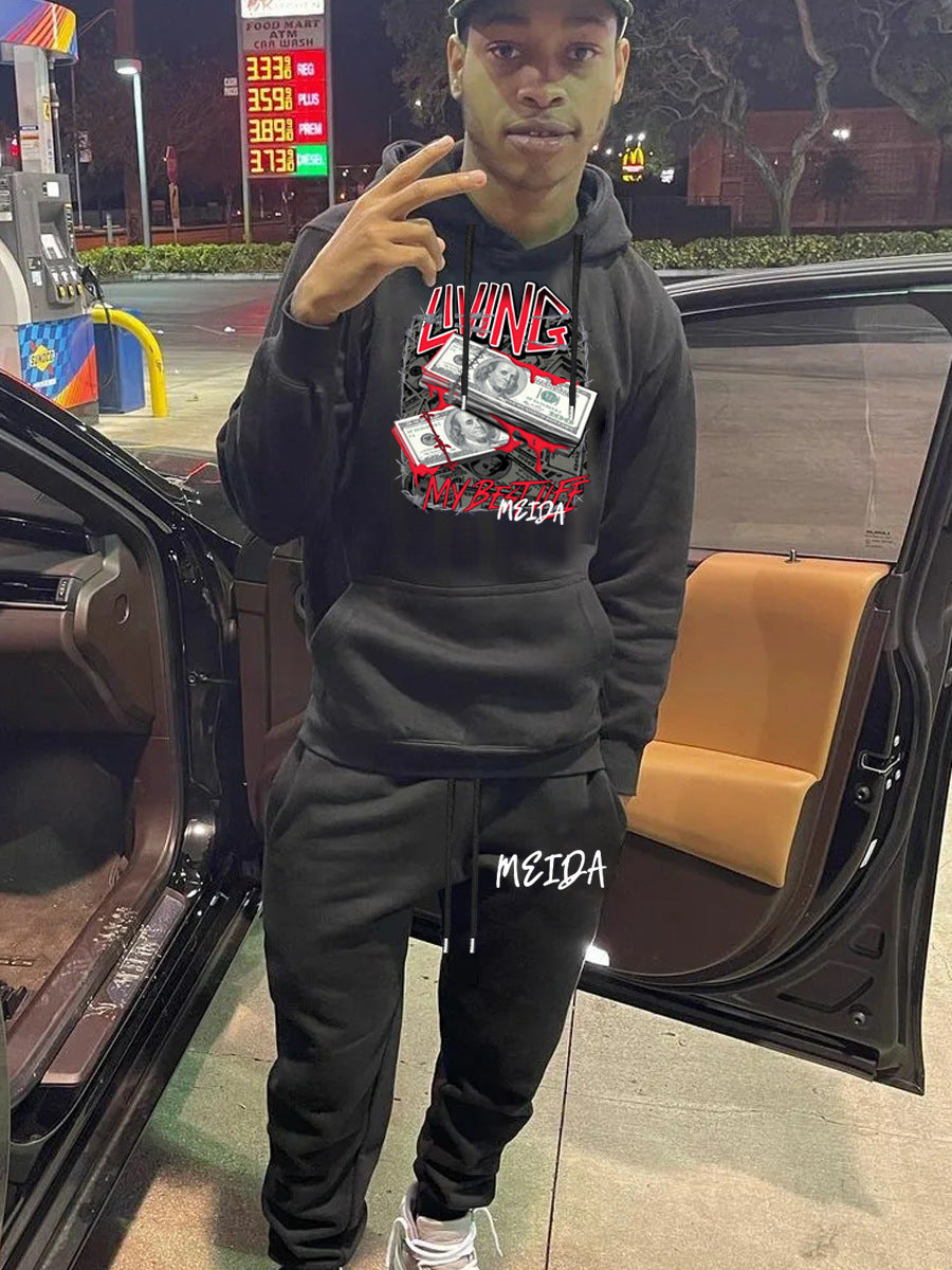 Women's sporty sweatshirt and jogger pants set with creative print Chic und Stil