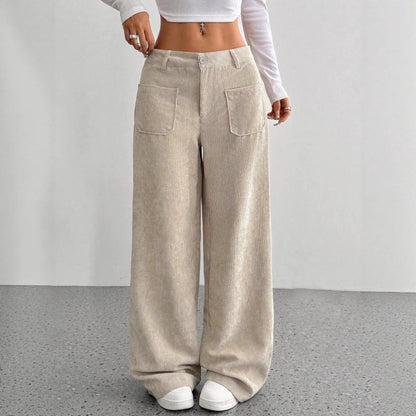 Wide corduroy pants for women with pockets Chic and Style