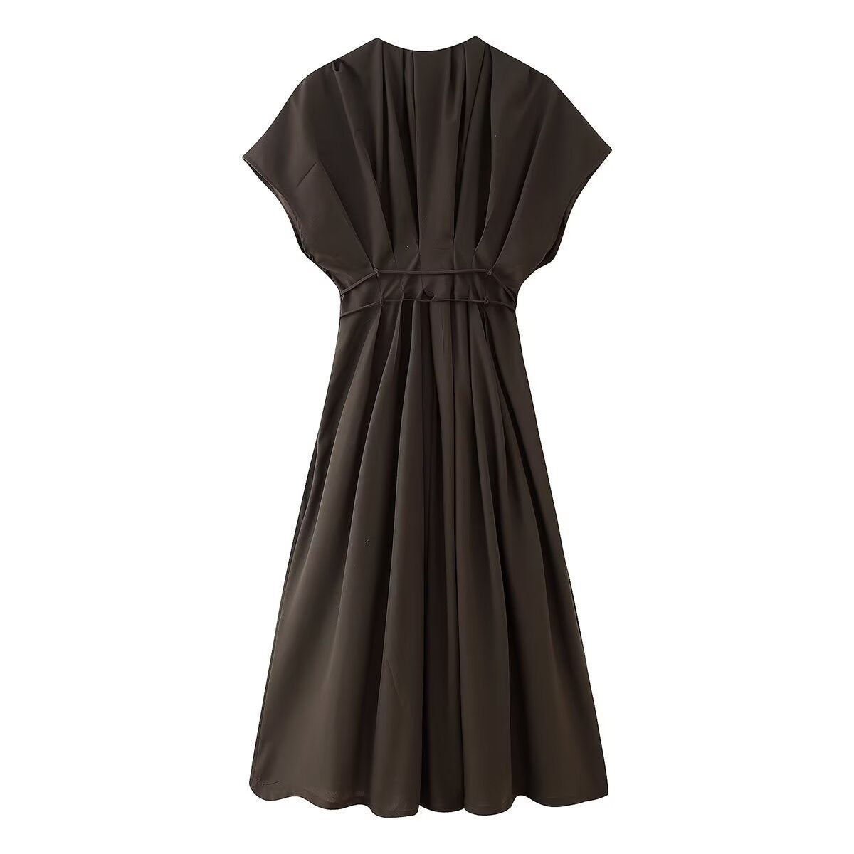 Robe midi pour femmes avec ceinture à nouer ajustable et élégant décolleté en V Chic und Stil
