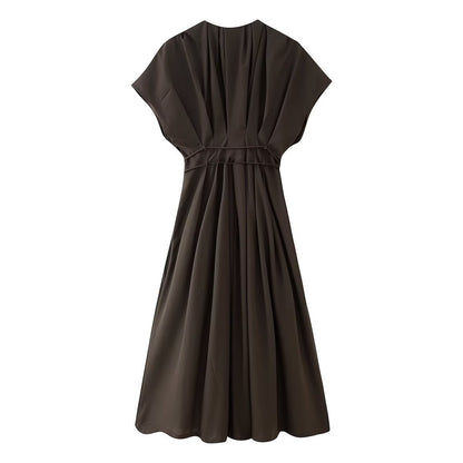 Robe midi pour femmes avec ceinture à nouer ajustable et élégant décolleté en V Chic und Stil