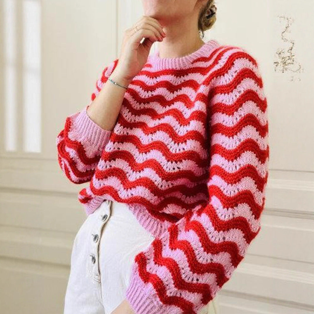 Pull en tricot pour femmes avec motif ondulé et coupe généreuse Chic und Stil
