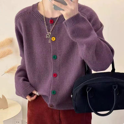 Women's playful knit vest with colorful button details Chic and Stil