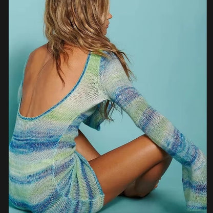 Robe pull femme à coupe ample et détails de volants modernes Chic und Stil