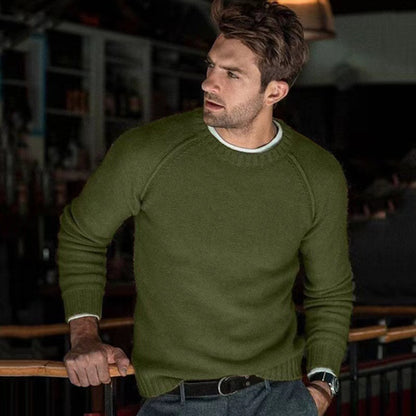 Pull-over rond col ras du cou pour hommes en tricot fin Chic und Stil