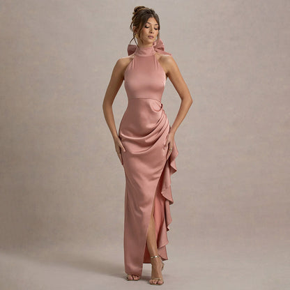 Dames Élégant Haut-Coupe Dos Nu Maxi Robe Chic und Stil
