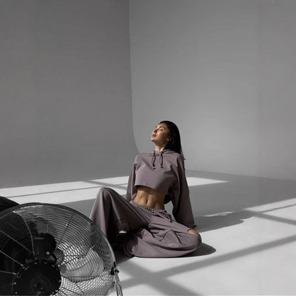 Dames cropped Hoodie avec manches larges Chic und Stil