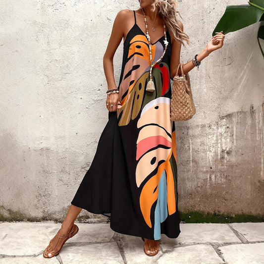 Robe maxi femme avec motif de feuille créatif Chic und Stil