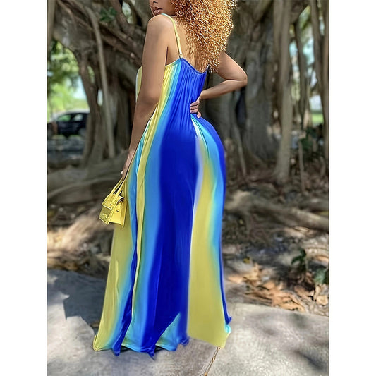 Robe maxi femme avec un dégradé de couleur fluide et de délicates bretelles spaghetti Chic und Stil