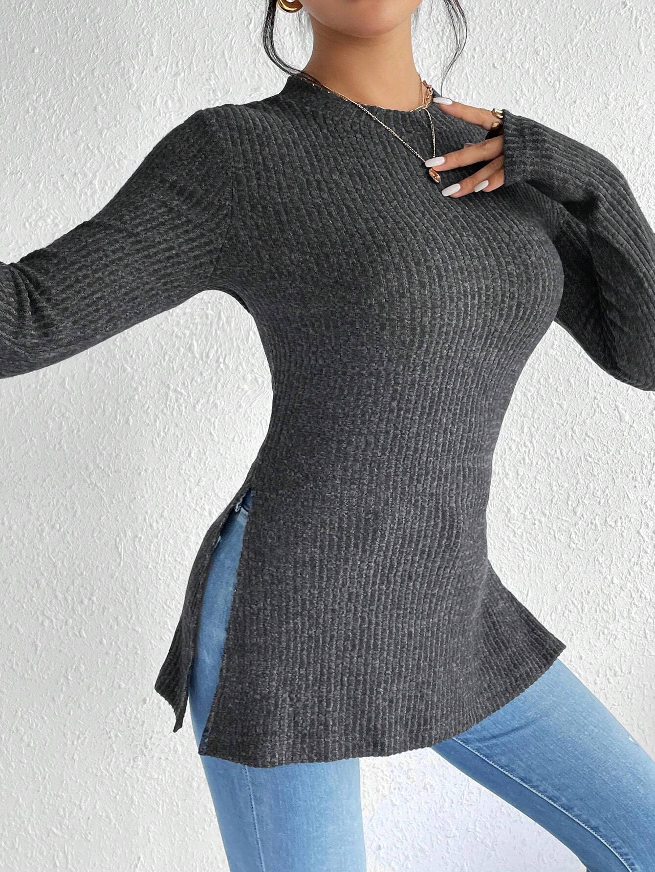 Femme pull en tricot avec fentes latérales Chic und Stil