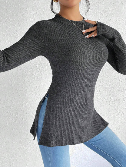 Femme pull en tricot avec fentes latérales Chic und Stil