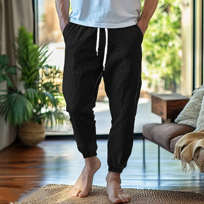 Casual linen pants for men with elastic waist and practical pockets Chic and Style