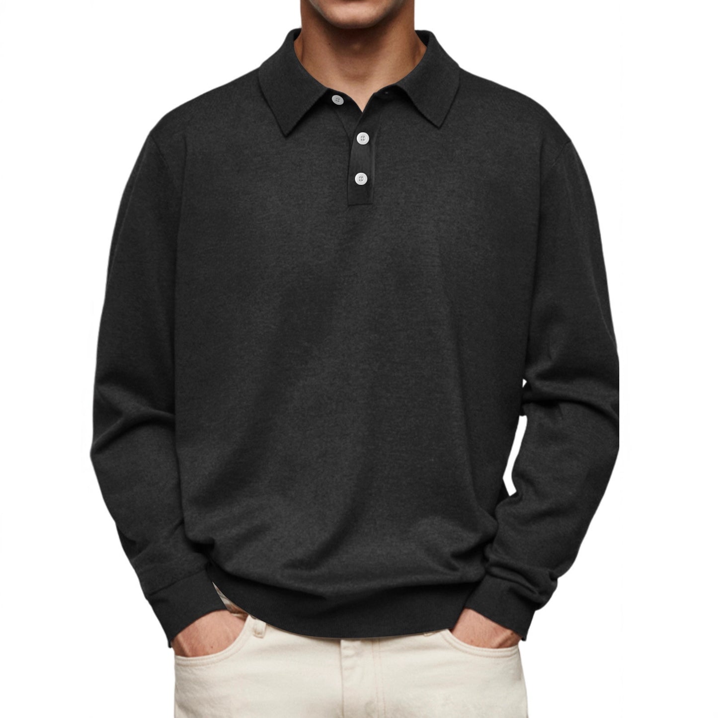 Men's long sleeve polo in soft cotton blend Chic und Stil