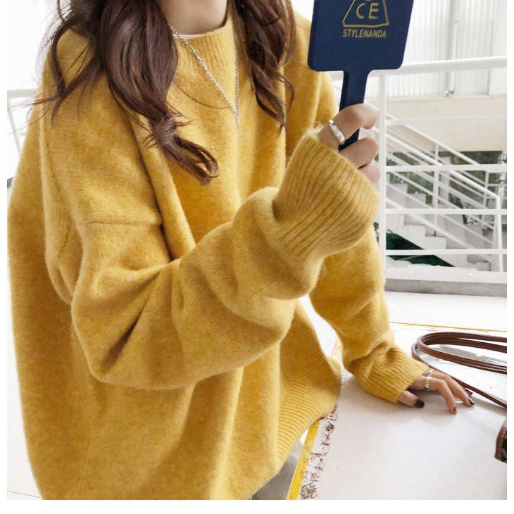 Dames Pull oversized épais avec col haut et tricot côtelé Chic und Stil