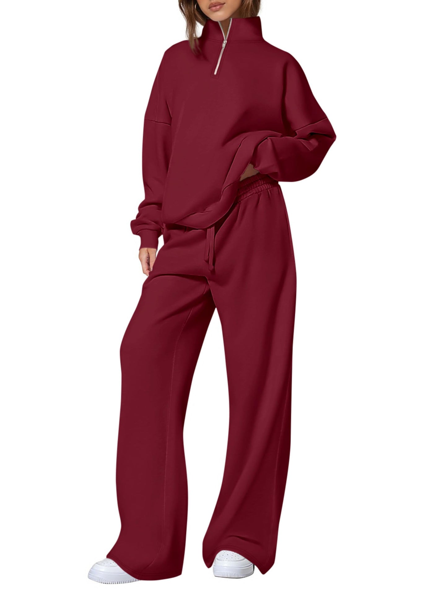 Ensemble de sweatpants décontracté pour femmes avec col montant et fermeture éclair Chic und Stil