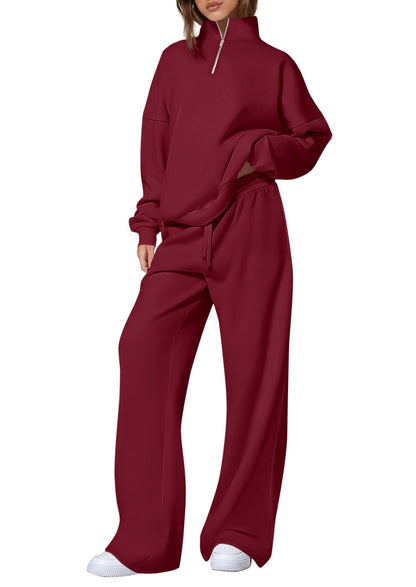 Ensemble de sweatpants décontracté pour femmes avec col montant et fermeture éclair Chic und Stil