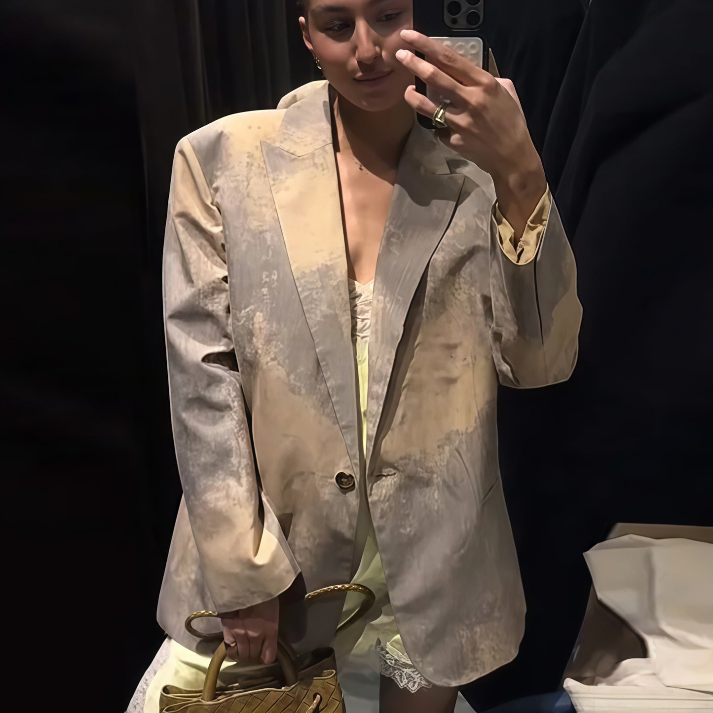 Dames Blazer Oversized avec un dégradé de couleurs artistique Chic und Stil