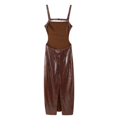 Robe maxi à sequins pour femmes avec design sans bretelles et coupe élégante Chic und Stil