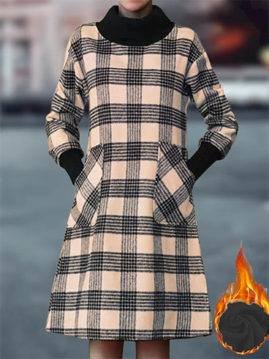 Robe à carreaux décontractée pour femmes avec poches pratiques Chic und Stil