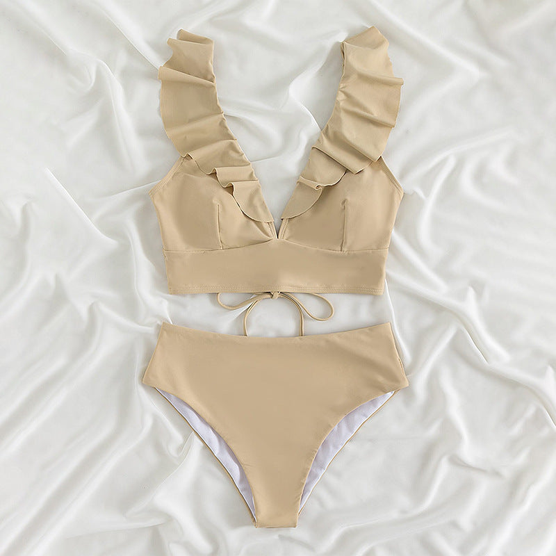 Ladies Ruffle V-Cut Swimsuit Set Chic and Style