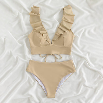 Ladies Ruffle V-Cut Swimsuit Set Chic and Style