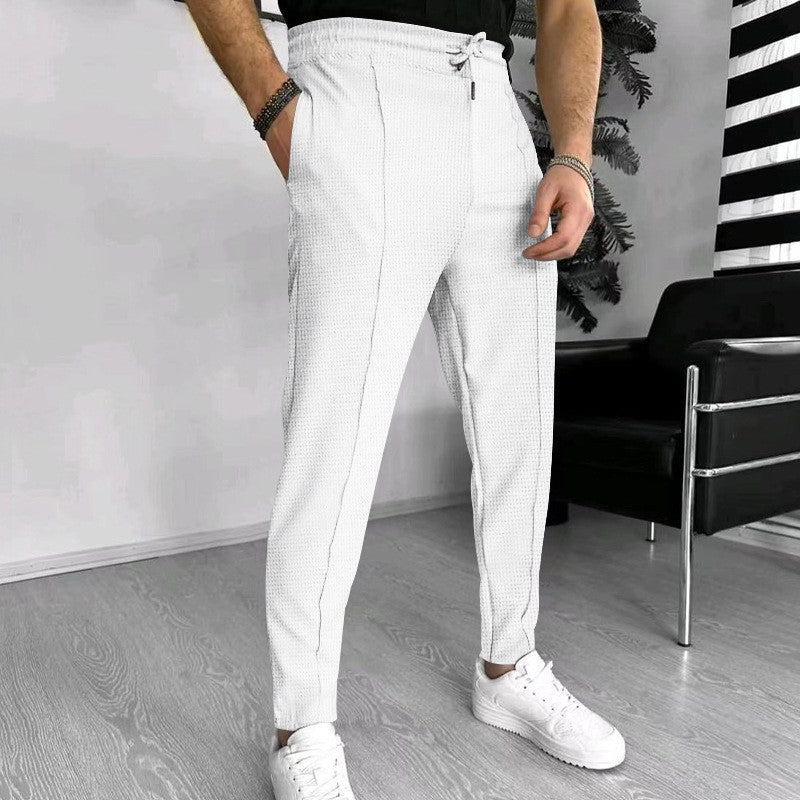 Luxury men's pants with elastic drawstring and textured design Chic and Style