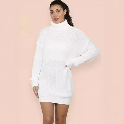 Robe en tricot pour femmes avec col montant et motif en mailles structuré Chic und Stil