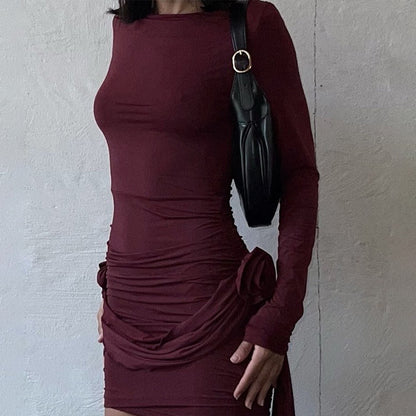 Dames Robe Élégante avec Détails Volants et Manches Longues Chic und Stil
