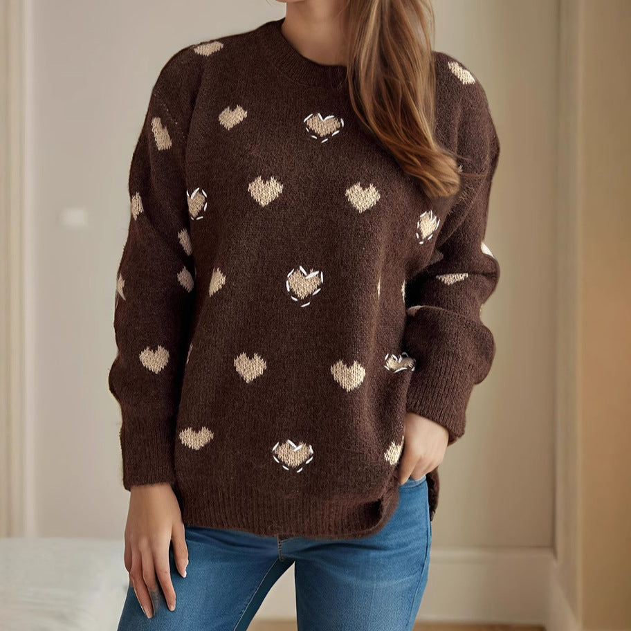 Pull femme en tricot douillet avec design en forme de cœur et matériau doux Chic und Stil