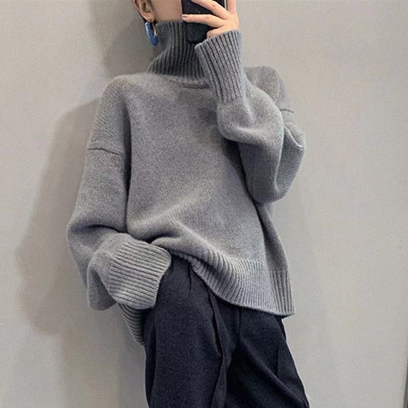Dames Pull à col roulé douillet en tricot doux Chic und Stil