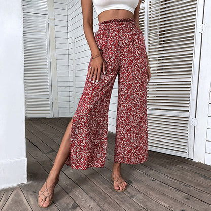 Women Wide Leg Pants Floral Print Chic and Style