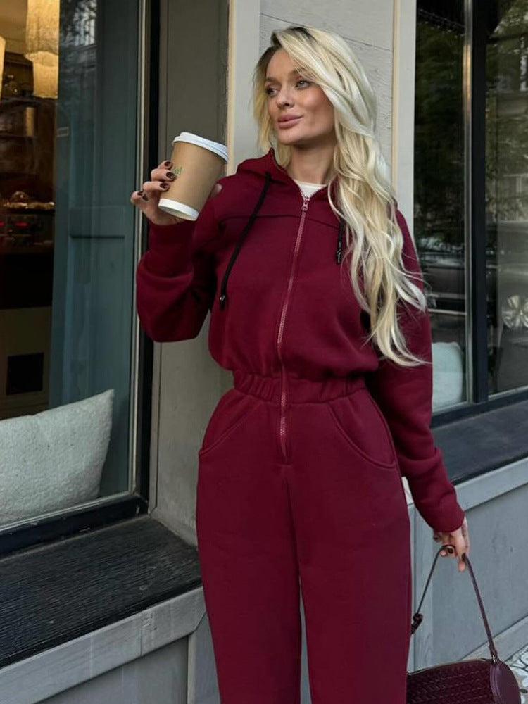Dames Fleece-Salopette avec capuche et poches pratiques Chic und Stil