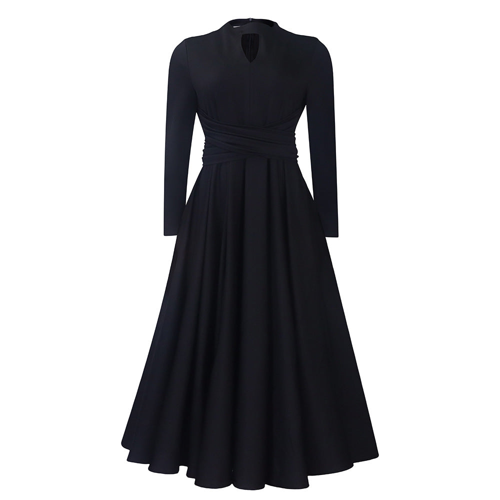 Robe maxi élégante pour femmes avec volants cintrés et manches longues Chic und Stil