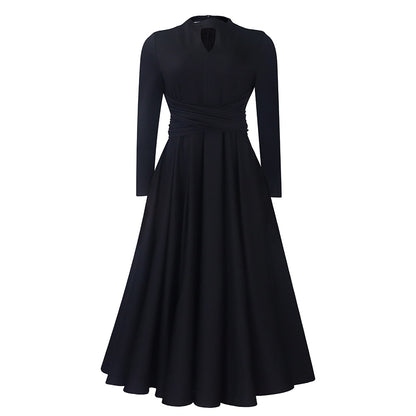 Robe maxi élégante pour femmes avec volants cintrés et manches longues Chic und Stil