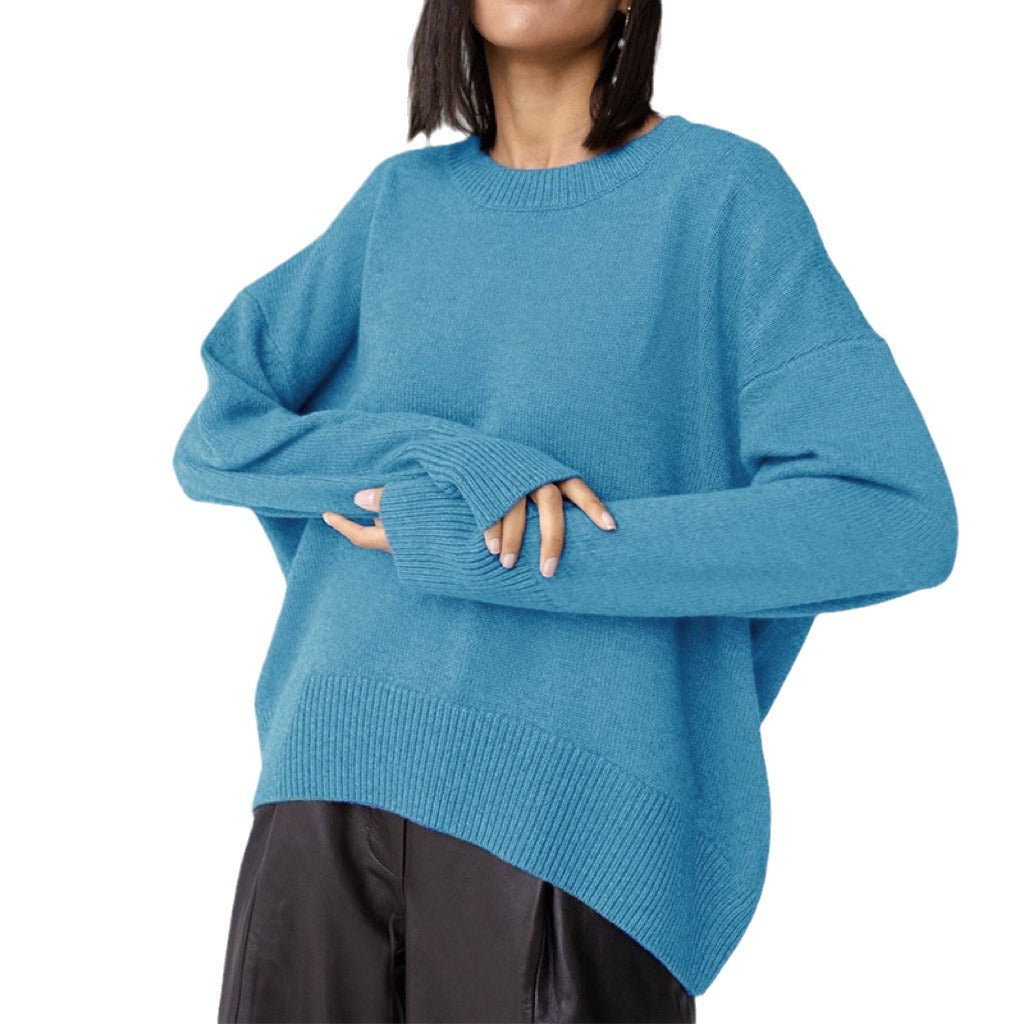 Dames pull-over surdimensionné avec un joli motif en tricot et de larges bords Chic und Stil