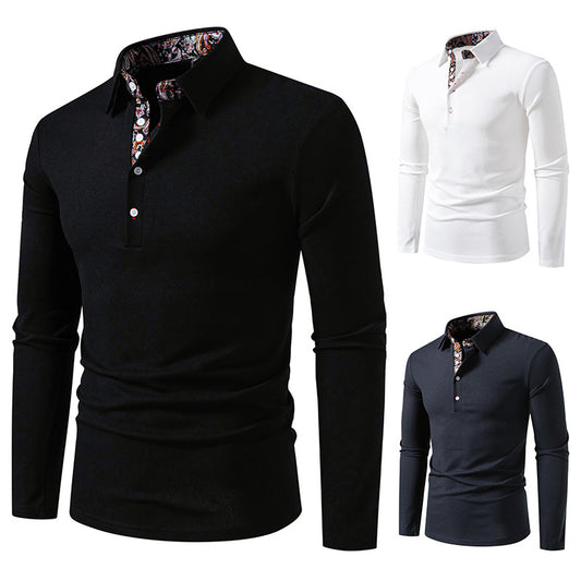 Long sleeve polo for men with an elegant design and a contrasting collar Chic and Style