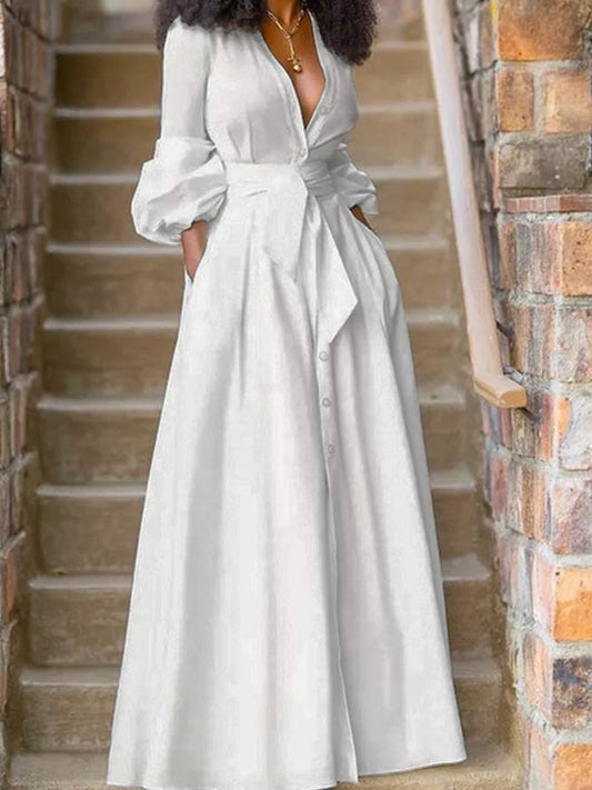 Robe maxi femme avec design floral et poches latérales Chic und Stil