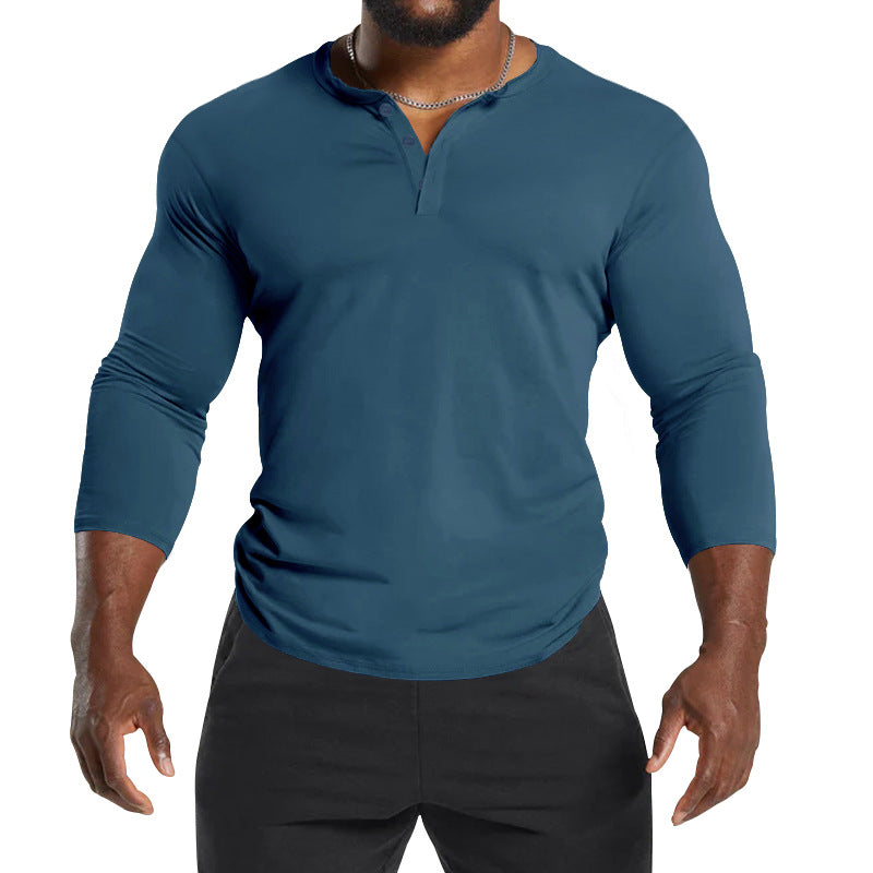 Chemise Henley à manches longues pour hommes en mélange de coton respirant avec détails en boutons Chic und Stil