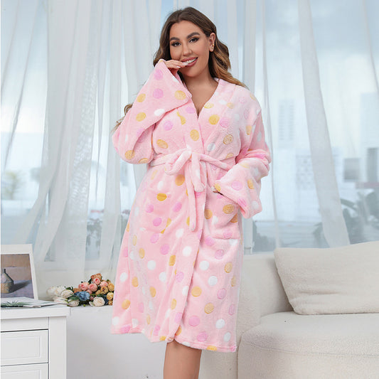 Dames Robe de nuit douillette à pois Chic und Stil