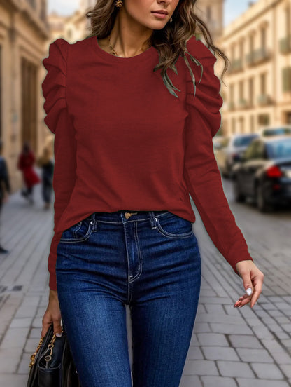 Chemisier à manches longues à la mode pour femmes avec des manches en volants Chic und Stil