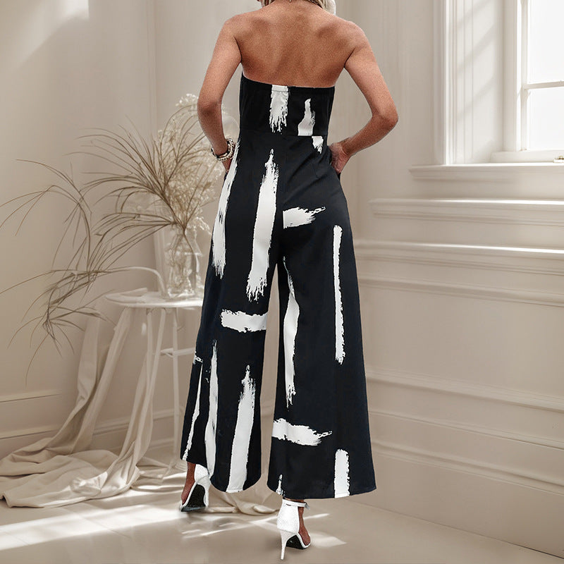Combinaison sans bretelles pour femmes avec jambes larges et ceinture cintrée Chic und Stil