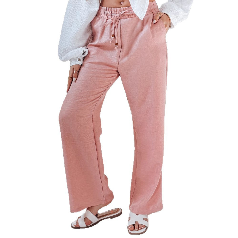 Ladies Comfortable linen pants with elastic waistband and side pockets Chic and Style