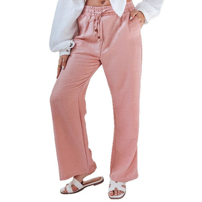 Ladies Comfortable linen pants with elastic waistband and side pockets Chic and Style